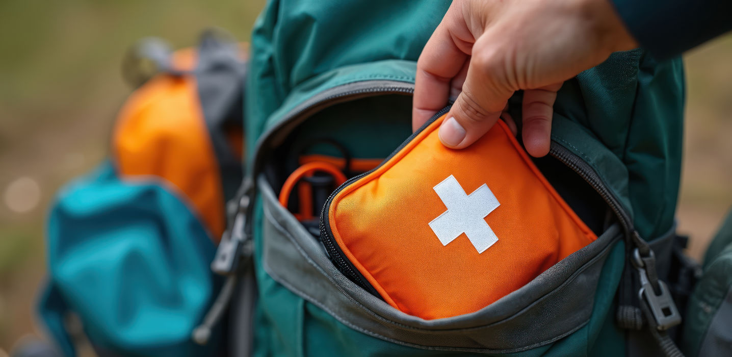 Wanderrucksack mit Erste-Hilfe-Tasche