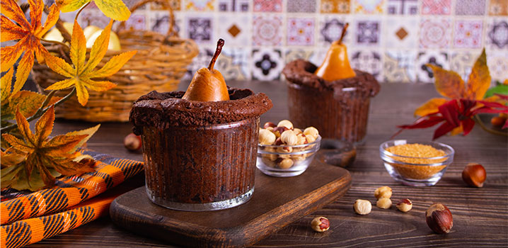 Schokoladenküchlein mit Birne